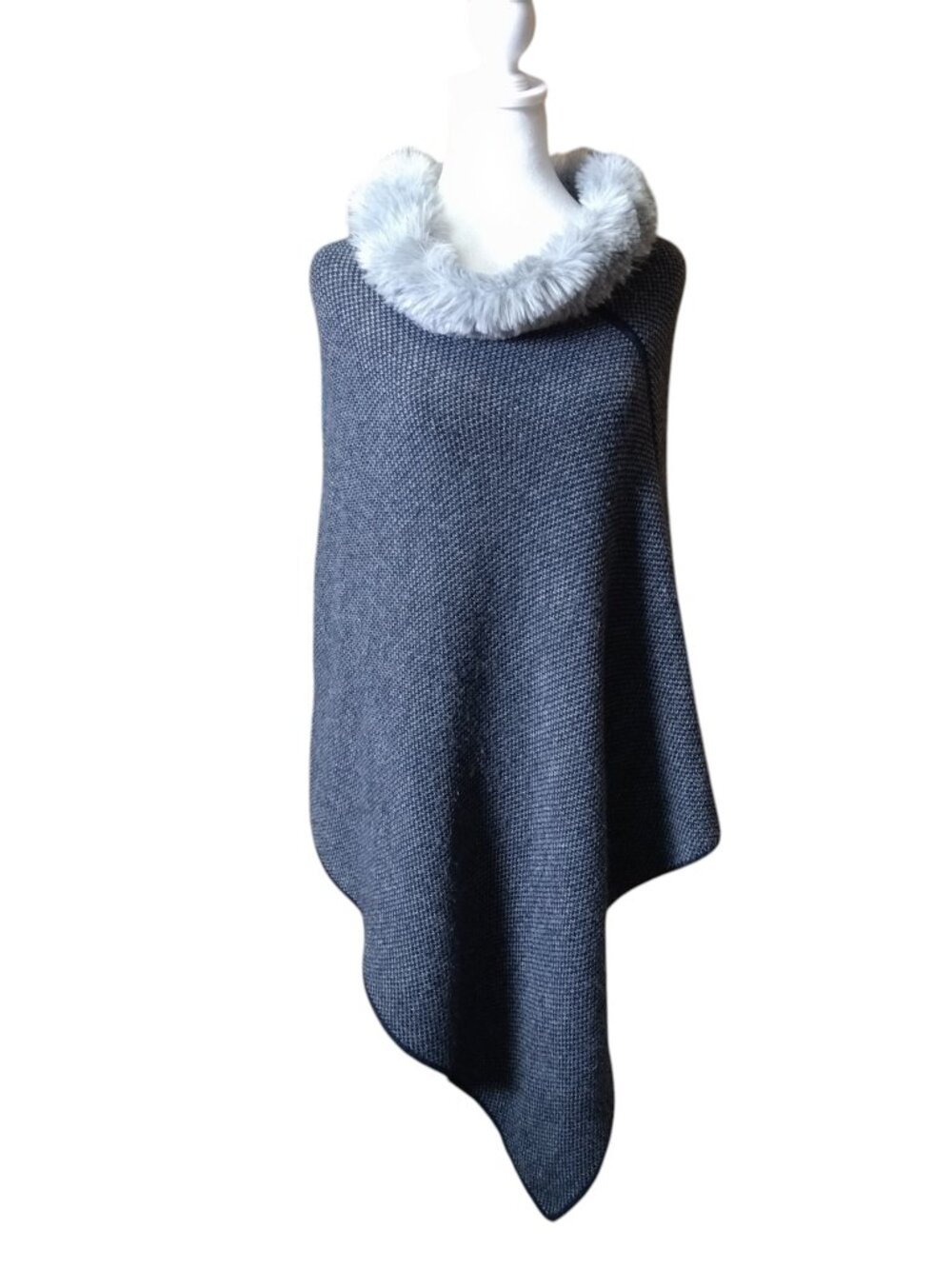 Fratelli Talli Poncho Shawl Sweater Wool Alpaca Blend One Size Italy Gray Blue